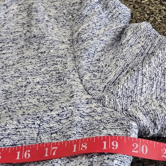 Halogen Women's L Textured Blue & White Bouclé Tweed Blazer Jacket Full Zip - Picture 12 of 16